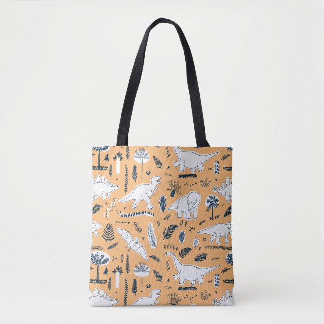 Dinosaurier & Palm Blätter: Fun Pattern Tasche (Vorderseite)