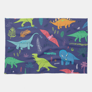 Dinosaurier Palms tropisches Vintages Muster Geschirrtuch