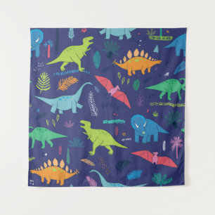 Dinosaurier Palms tropisches Vintages Muster Wandteppich
