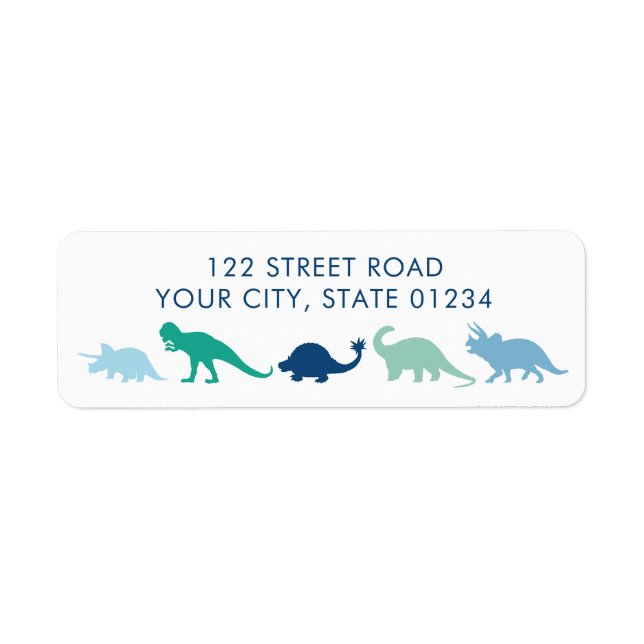 Dinosaurier Parade, Blue und Green Custom Address (Vorne)