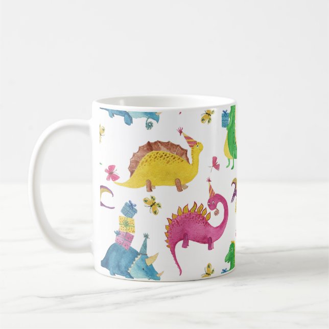 Dinosaurier-Party: Aquarellmuster. Kaffeetasse (Links)