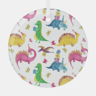 Dinosaurier-Party: Aquarellmuster. Ornament Aus Glas