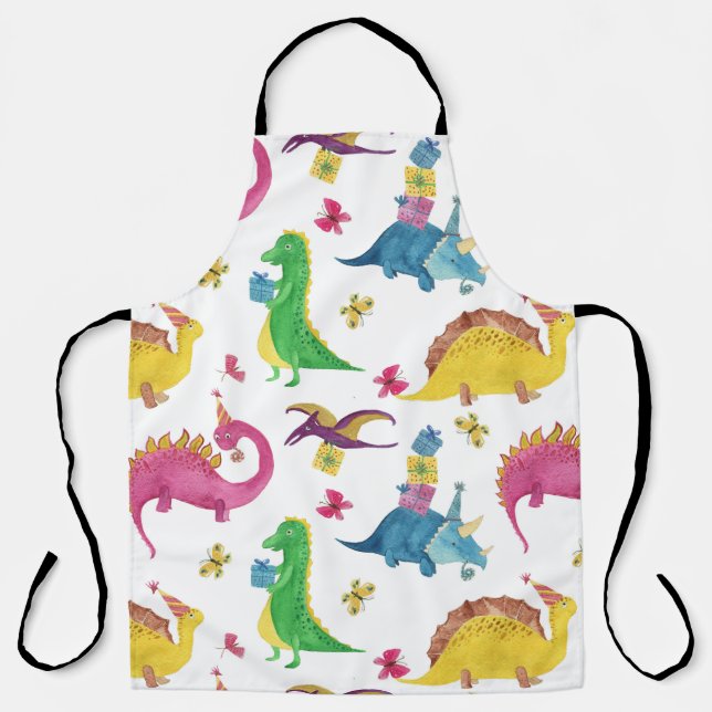 Dinosaurier-Party: Aquarellmuster. Schürze (Vorderseite)