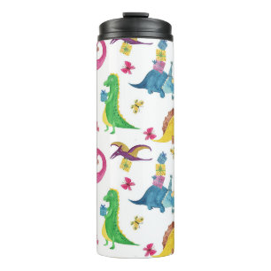 Dinosaurier-Party: Aquarellmuster. Thermosbecher