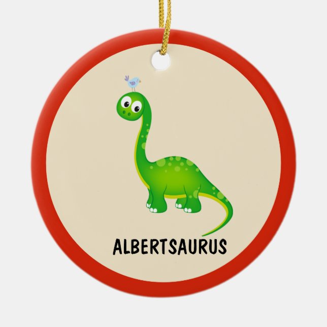 Dinosaurier Personalisiert mit Kindername Keramik Ornament (Vorne)