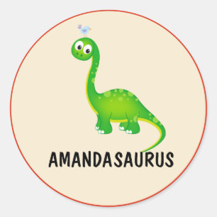 Dinosaurier Personalisiert mit Kindername Runder Aufkleber