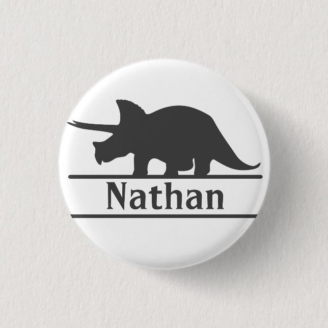 Dinosaurier Personalisiert Name Triceratops Button (Vorderseite)