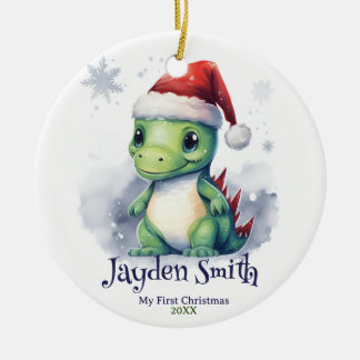 Dinosaurier Personalisierter Name Erster Weihnacht Keramik Ornament