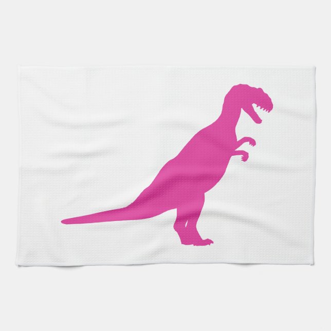 Dinosaurier Pink Geschirrtuch (Horizontal)