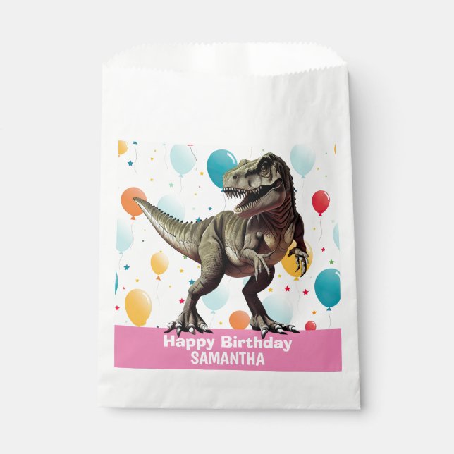 Dinosaurier Pink T Rex Geschenktütchen (Vorderseite)