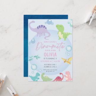 Dinosaurier-Pool Party Mädchen Geburtstag Einladung