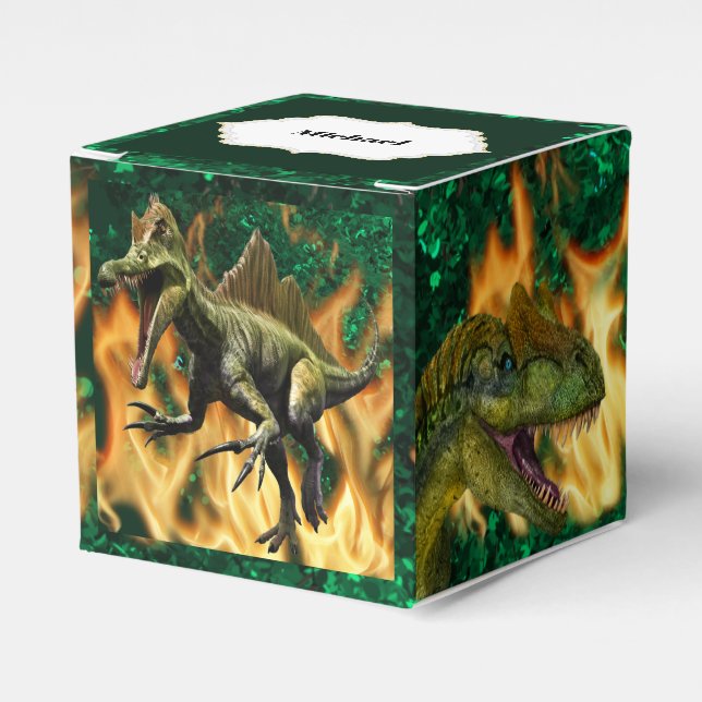 Dinosaurier prähistorischer Dschungelbrand Flammen Geschenkschachtel (Vorderseite)