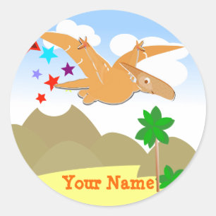 Dinosaurier Pteranodon Namensaufkleber Runder Aufkleber