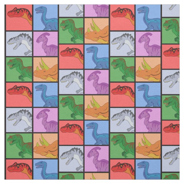 Dinosaurier-Quadrate Stoff (Muster)
