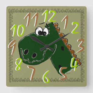 Dinosaurier Quadratische Wanduhr