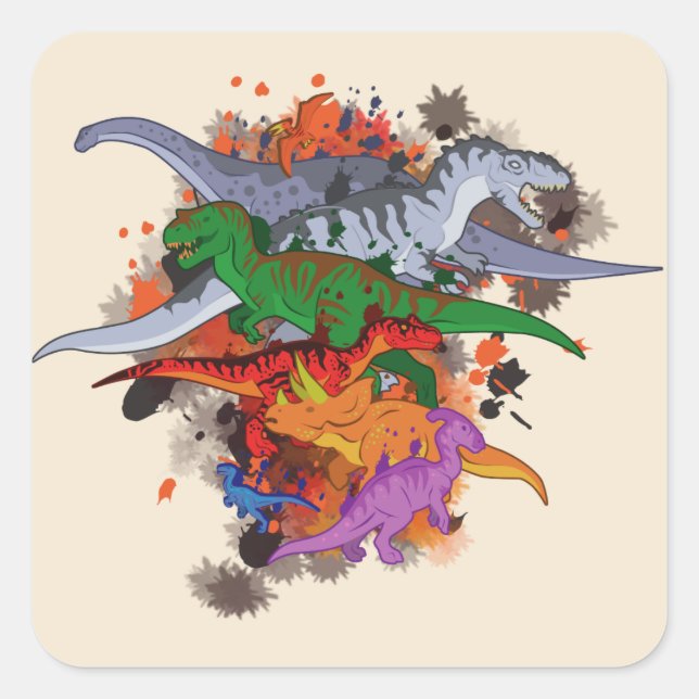 Dinosaurier Quadratischer Aufkleber (Vorderseite)