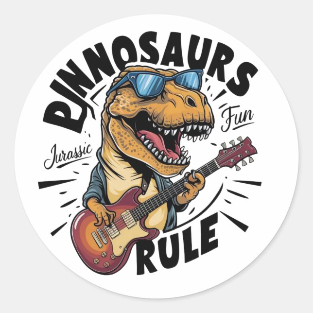Dinosaurier-Regel Runder Aufkleber (Vorderseite)