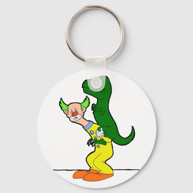 Dinosaurier reiten Clown Schlüsselanhänger (Vorderseite)
