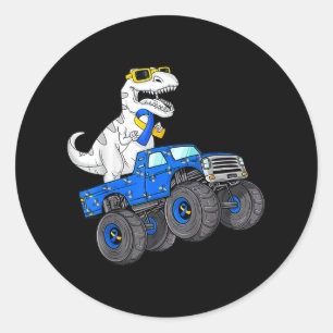 Dinosaurier Reitwagen World Down Syndrome Day Boys Runder Aufkleber