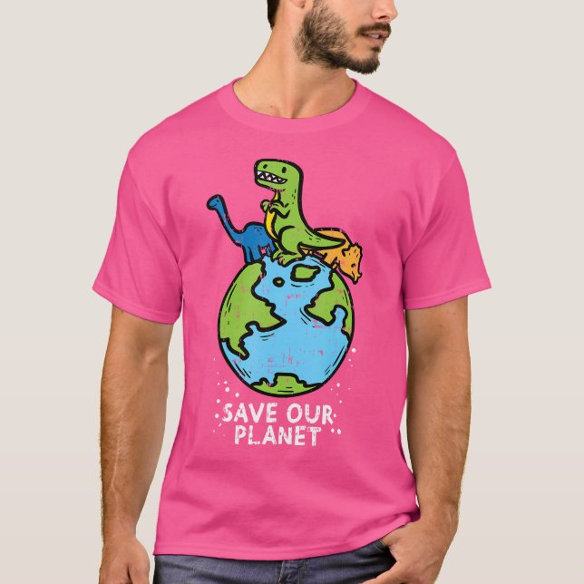 Dinosaurier Rettete unseren Planeten Niedlich Eart T-Shirt (Vorderseite)