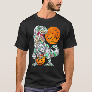 Dinosaurier Rex Mummy mit Halloween Pumpkin Trick T-Shirt