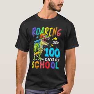 Dinosaurier Rex Roaring in 100 Tagen Schulzeit T-Shirt
