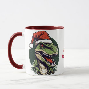 Dinosaurier Rex Weihnachtsmann Hut Lustige Weihnac Tasse