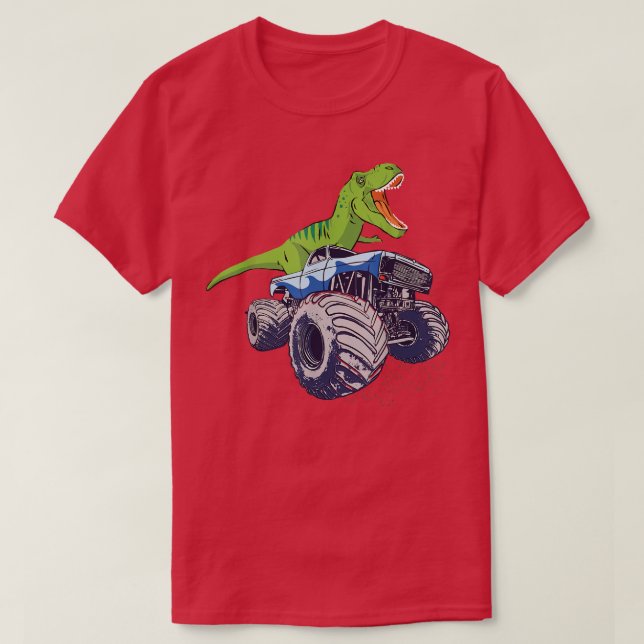 Dinosaurier Riding Monster Truck Patriotic Boys un T-Shirt (Design vorne)