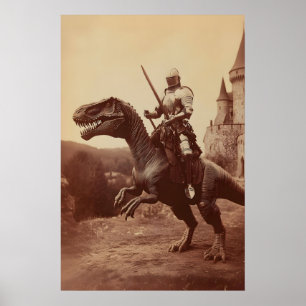 Dinosaurier-Ritter-Kunstposter Gothic Jurassic Pal Poster