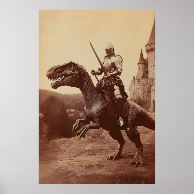 Dinosaurier-Ritter-Kunstposter Gothic Jurassic Pal Poster (Vorne)