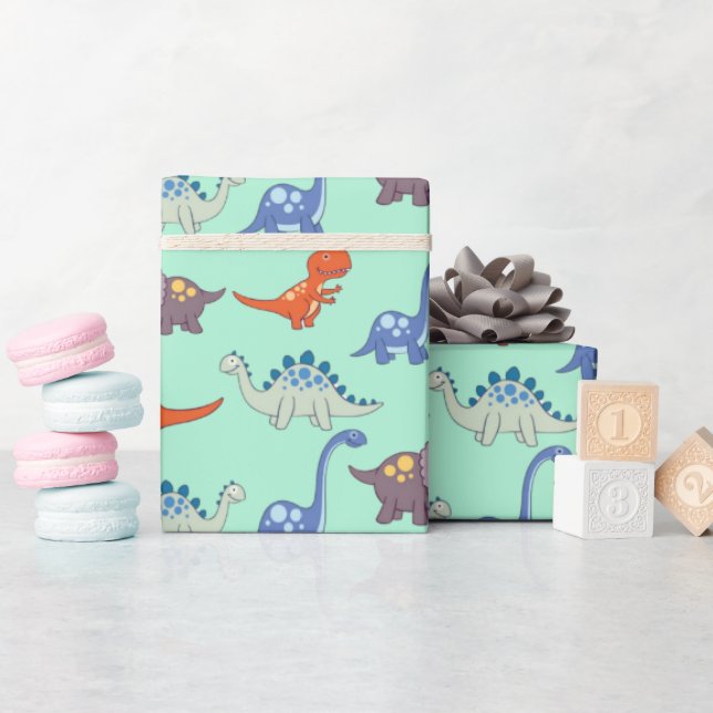 Dinosaurier Rock on Mint Wrapping Paper Geschenkpapier (Babyparty)