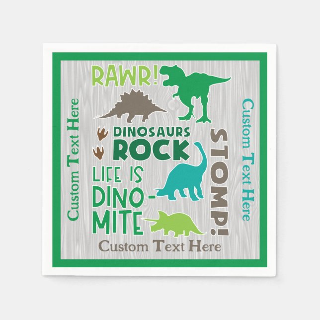 Dinosaurier Rock Subway Artwork Personalisiert Serviette (Vorderseite)