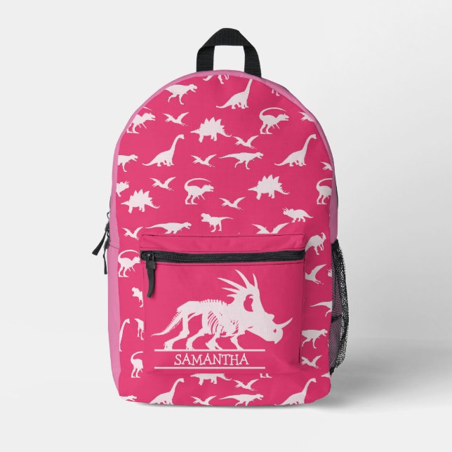 Dinosaurier Rosa Thema gedruckter Rucksack (Vorderseite)