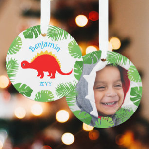 Dinosaurier Roter Stegosaurus Foto Andenken Weihna Ornament
