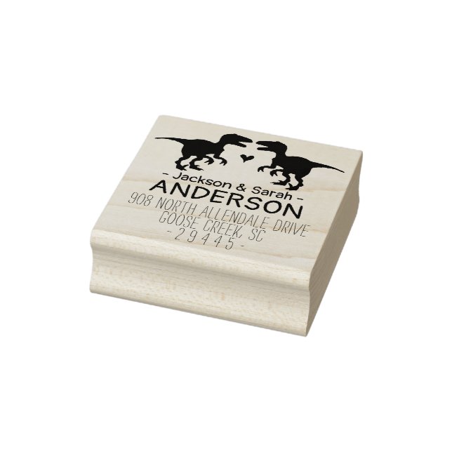 Dinosaurier Rücksendeadresse Briefmarke - Hochzeit Gummistempel (Stempel)