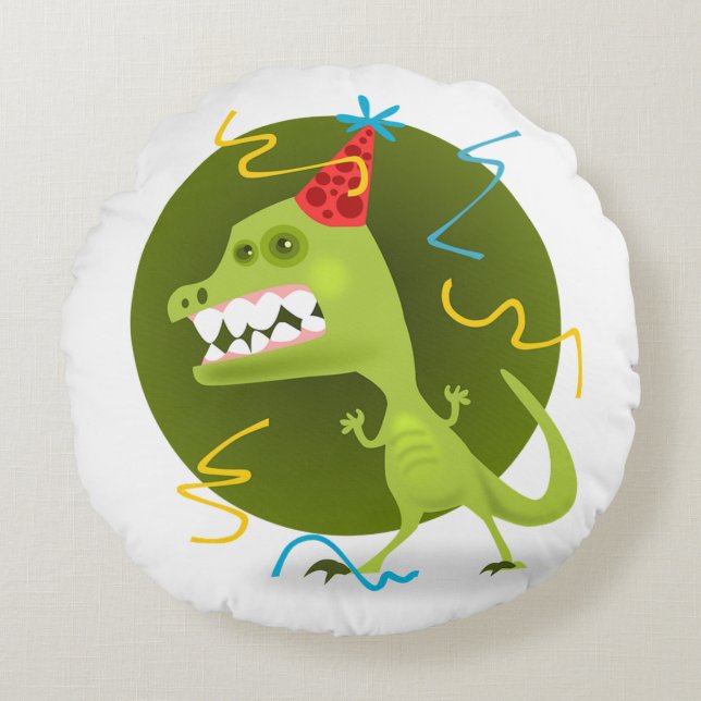 Dinosaurier Rundes Kissen (Vorderseite)