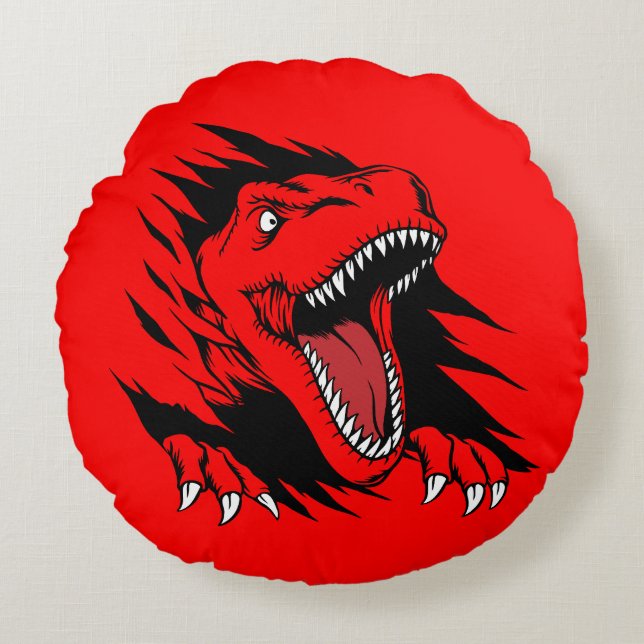 Dinosaurier Rundes Kissen (Vorderseite)