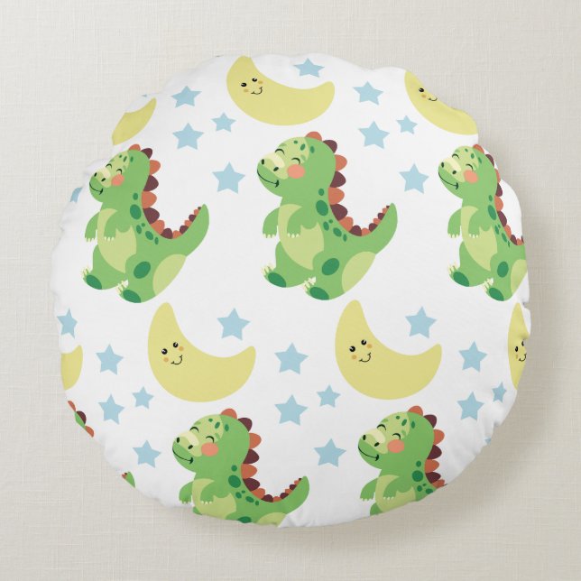 Dinosaurier Rundes Kissen (Vorderseite)
