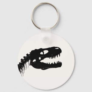 Dinosaurier-Schädelskelett-Silhouette Schlüsselanhänger