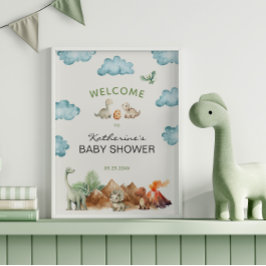 Dinosaurier Schläge Bald Baby Dusche Willkommen Poster