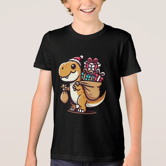 Dinosaurier-Shirt für Jungen und Mädchen Tri-Blend Shirt (Vorderseite)