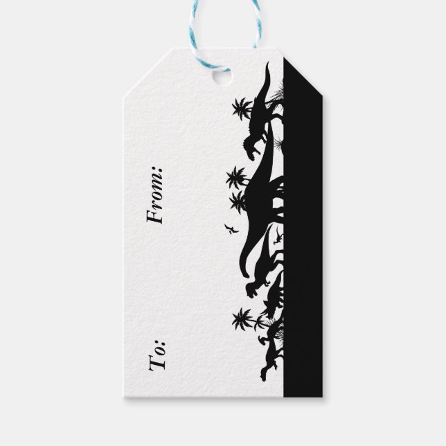 Dinosaurier-Silhouetten Geschenkanhänger (Vorderseite)