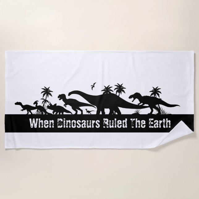 Dinosaurier-Silhouetten Strandtuch (Vorderseite)