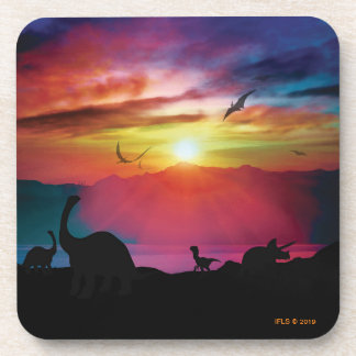 Dinosaurier-Sonnenuntergang Getränkeuntersetzer