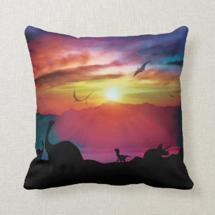 Dinosaurier-Sonnenuntergang Kissen