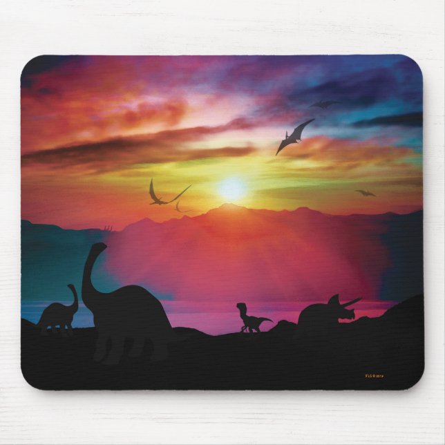 Dinosaurier-Sonnenuntergang Mousepad (Vorne)