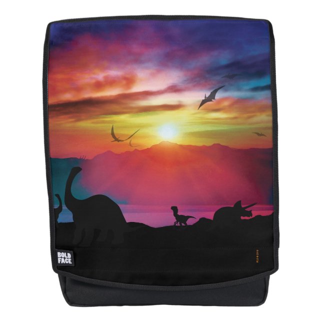 Dinosaurier-Sonnenuntergang Rucksack (Vorderseite)