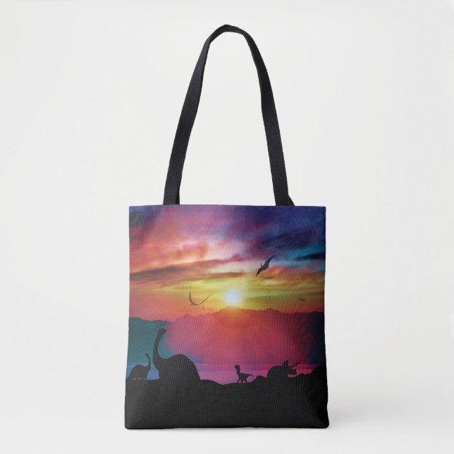 Dinosaurier-Sonnenuntergang Tasche (Vorderseite)