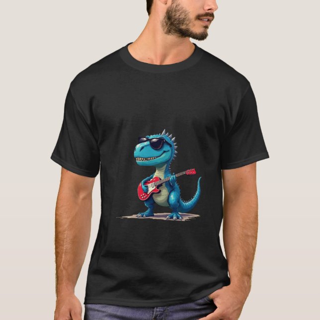 Dinosaurier spielt Gitarren-T - Shirt (Vorderseite)