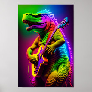Dinosaurier spielt Gitarrenposter Poster